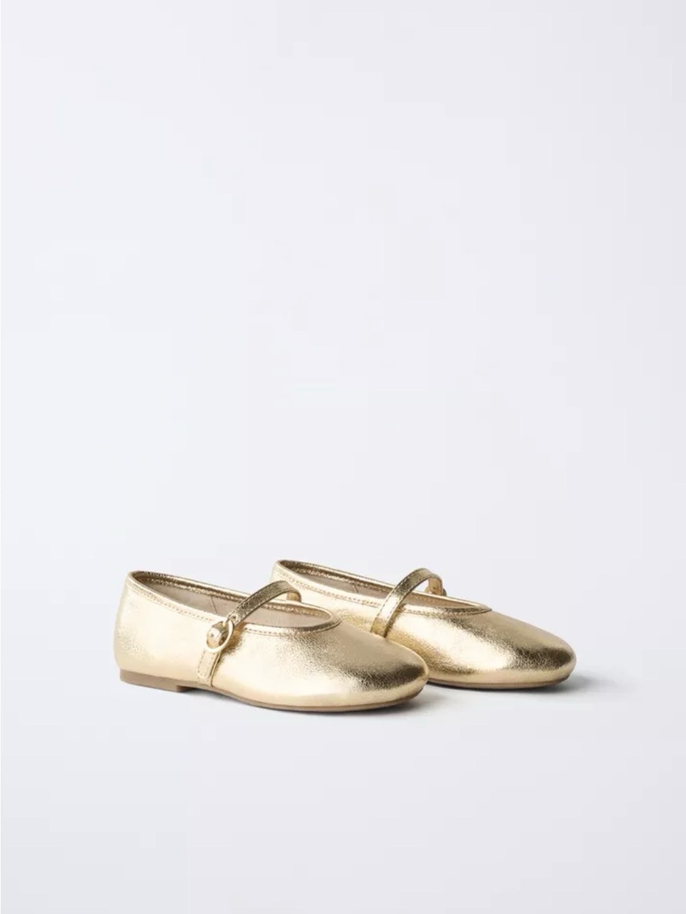 NWT Zara Toddler Girl 10.5 Metallic Gold Mary Jane Ballet Flats Dress Shoes